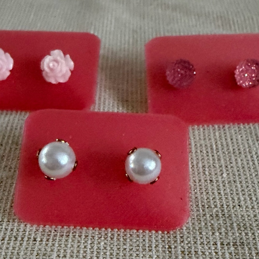 Elegant Pink and White Earring Set
